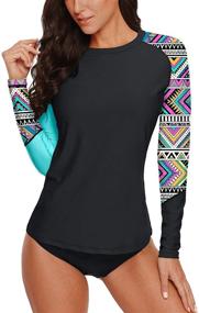 img 3 attached to Shirts Sleeve Rashguard Athletic Tropical Women's Clothing