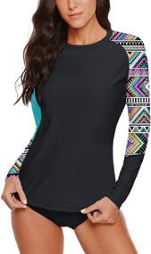 img 1 attached to Shirts Sleeve Rashguard Athletic Tropical Women's Clothing