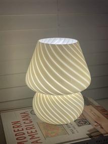 img 1 attached to Vintage Glass Mushroom Lamp Night Light: Dimmable Translucent Striped Design for Bedroom, Living Room, and Home Décor