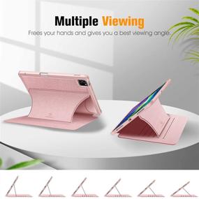 img 2 attached to 🌸 Fintie Magnetic Stand Case for iPad Pro 11-inch (3rd Generation) 2021 - Shockproof Soft TPU Cover with Pencil Holder, Multiple Angles - Also Compatible with iPad Pro 11" 2nd Gen 2020/1st Gen 2018 - Rose Gold