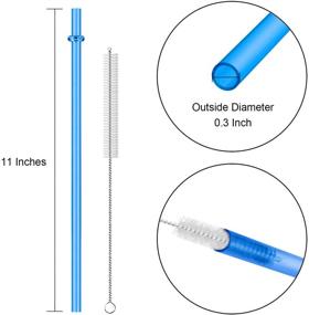 img 3 attached to 12-Pack of 11-Inch Reusable Plastic Straws for Tall Cups and Tumblers - Set of 6 Vibrant Rainbow Colors - BPA-Free, Unbreakable, and Clear Colored Drinking Straw with Bonus Cleaning Brush - Not Suitable for Dishwashers