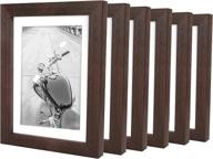 🖼️ giverny 5x7 picture frames brown - set of 6 photo frames with real glass: premium tabletop display frames for home, office, hotel, and parties - perfect for 4x6 or 5x7 photos with or without mat логотип