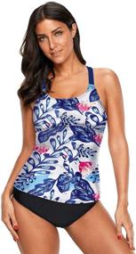 img 3 attached to Dokotoo Bandeau Strappy Racerback Swimsuits Women's Clothing for Swimsuits & Cover Ups