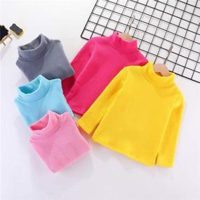 img 3 attached to 👕 LittleSpring Kids Turtleneck Fleece Thermal Tops - Long Sleeve Solid T-Shirts for Boys and Girls