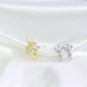 img 2 attached to 👑 S925 Sterling Silver Crystal Crown Princess Hoop Earrings for Women and Girls - Dainty CZ Cartilage Tragus Huggie Hoops 8mm Dangling Charm Jewelry - Hypoallergenic Gifts