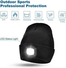 img 3 attached to 🧢 USB Rechargeable LED Beanie Hat, Unisex Winter Knit Lighted Headlight Cap - Perfect Gift for Both Men and Women (Black)