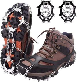 img 4 attached to MIABOO Ice Cleats Crampons: 19 Stainless Steel Spikes & Silicone Traction for Hiking, Fishing, Walking, Climbing