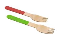 disposable wooden forks green solid logo
