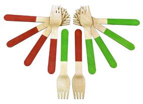 img 2 attached to Disposable Wooden Forks Green Solid