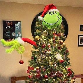 img 2 attached to Furry Green Grinch Tree 🎄 Topper: Festive Christmas Tree Decorations & Ornaments