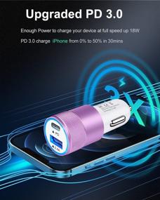 img 2 attached to 🔌 Ultra-Fast Charging USB C Car Charger for iPhone 13 12 Pro Max 11 XS and More - Dual Port PD C Type Adapter, 30W Auto Cig Lighter Slot