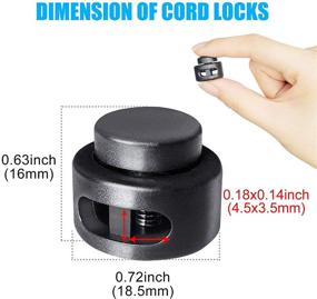 img 2 attached to 🔒 AQRINGO 30 Pcs Plastic Cord Locks - Double Hole Spring Toggle Stopper Fasteners for Shoelaces, Drawstrings, Paracord, Bags, Clothing, and More - Black