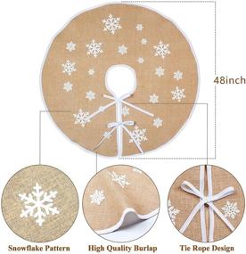 img 3 attached to AerWo Burlap Snowflake Christmas Tree Skirt 48inch Diameter Decor New Year Party Supply