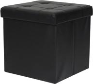 📦 multipurpose toy box chest with memory foam seat: otto & ben folding tufted faux leather ottomans bench foot rest stool in black logo