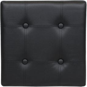 img 3 attached to 📦 Multipurpose Toy Box Chest with Memory Foam Seat: Otto & Ben Folding Tufted Faux Leather Ottomans Bench Foot Rest Stool in Black