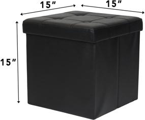 img 2 attached to 📦 Multipurpose Toy Box Chest with Memory Foam Seat: Otto & Ben Folding Tufted Faux Leather Ottomans Bench Foot Rest Stool in Black