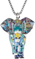 🐘 bonsny signature africa wildlife collection: stunning 'sunrise' enamel elephant pendant necklace for jungle safari adventure logo