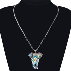 img 1 attached to 🐘 BONSNY Signature Africa Wildlife Collection: Stunning 'SUNRISE' Enamel Elephant Pendant Necklace for Jungle Safari Adventure