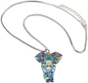 img 3 attached to 🐘 BONSNY Signature Africa Wildlife Collection: Stunning 'SUNRISE' Enamel Elephant Pendant Necklace for Jungle Safari Adventure