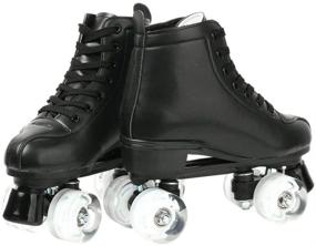 img 1 attached to 👟 Redson High-top Roller Skates for Girls Unisex | PU Leather Four-Wheel Shiny Skates | Includes Bag