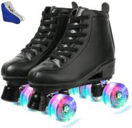 👟 redson high-top roller skates for girls unisex | pu leather four-wheel shiny skates | includes bag logo