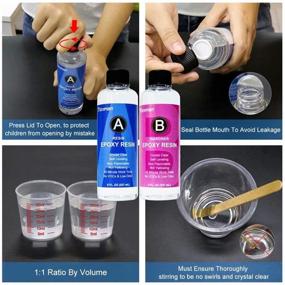img 1 attached to Crystal Clear 16OZ Epoxy Resin Kit for DIY Jewelry, Crafts, Art - Coating Wood, Casting, Easy Cast Resin - Includes Bonus: 4 Sticks, 2 Graduated Cups, 2 Pairs of Gloves, and Detailed Instructions