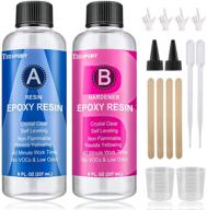 crystal clear 16oz epoxy resin kit for diy jewelry, crafts, art - coating wood, casting, easy cast resin - includes bonus: 4 sticks, 2 graduated cups, 2 pairs of gloves, and detailed instructions logo