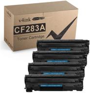 🖨️ v4ink compatible cf283a toner cartridge - hp 83a replacement (4 pack) for mfp m127fw m127fn m125nw m201dw m201n m225dn m225dw m125a series printer (black) logo