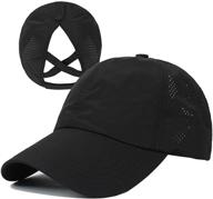 💁 women's quick drying criss cross ponytail baseball cap with adjustable high messy bun design - hgge ponycap logo