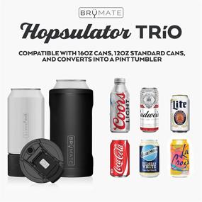 img 2 attached to 🍺 BrüMate HOPSULATOR TRíO Stainless Steel Insulated Can Cooler - 3-in-1 Design for 12 Oz, 16 Oz Cans, and Pint Glass- Matte Black Finish