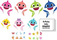 ekoi iron on decals: baby shark matching tees silhouette vinyl patches for family shirts - perfect for vacation, birthday party clothing for girls and boys logo