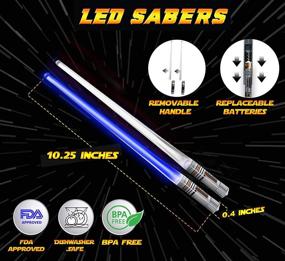 img 1 attached to Light-Up Star Wars Lightsaber Chopsticks - LED Glowing Light Saber Chop Sticks with Removable Handle - Reusable & Dishwasher Safe - Blue & Red - 2 Pairs - Premium Gift Box & Carry Case Included