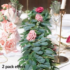 img 3 attached to Pack of 2 Artificial Eucalyptus Garlands with Willow Leaves – 6.5 Feet Faux Greenery Vines Swag for Wedding, Table Runner, Doorways, Indoor and Outdoor Decorations