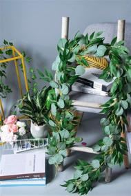 img 1 attached to Pack of 2 Artificial Eucalyptus Garlands with Willow Leaves – 6.5 Feet Faux Greenery Vines Swag for Wedding, Table Runner, Doorways, Indoor and Outdoor Decorations