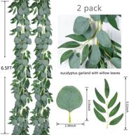 набор из 2 искусственных гирлянд эвкалипта с ивовыми листьями - искусственные ветки зелени длиной 6,5 фута для свадеб, покрытий столов, дверных проемов и декора внутри помещений и на открытом воздухе. логотип