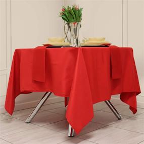 img 4 attached to 🔴 Red Square Tablecloth - 52 x 52 Inch, Heavy Duty & Washable, Ideal for Parties, Weddings, Kitchen, Restaurant - Wrinkle-Resistant Table Cover by Kadut