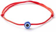 stylish handmade evil eye bracelet: black and red adjustable thread bracelets for men, women, teens - minimalist friendship jewelry logo