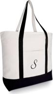 👜 dalix customizable monogrammed black initial tote bag logo