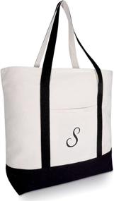 img 4 attached to 👜 DALIX Customizable Monogrammed Black Initial Tote Bag