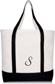 img 3 attached to 👜 DALIX Customizable Monogrammed Black Initial Tote Bag