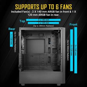 img 1 attached to 🖥️ Antec NX410 ATX Mid-Tower Case with Tempered Glass Side Panel, Full Side View, Pre-Installed 2 x 140mm Front Fans & 1 x 120 mm RGB Fan in Rear