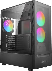 img 4 attached to 🖥️ Antec NX410 ATX Mid-Tower Case with Tempered Glass Side Panel, Full Side View, Pre-Installed 2 x 140mm Front Fans & 1 x 120 mm RGB Fan in Rear