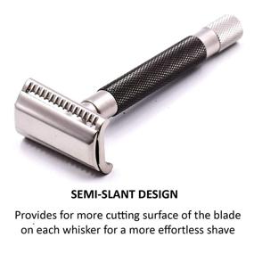 img 1 attached to 🪒 Parker's Semi Slant Safety Razor: Enhanced Shaving Experience with 5 Parker Premium Double Edge Razor Blades (Graphite)