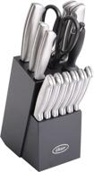 🔪 14-piece oster baldwyn cutlery knife block set - high-carbon stainless steel, brushed satin finish logo