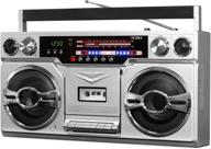 📻 victrola 1980s retro bluetooth boombox: cassette player, am/fm radio, wired/wireless streaming - classic 80s style with modern tech (silver) logo