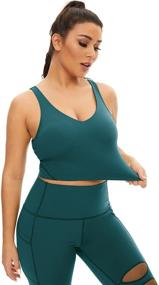 img 4 attached to TAIPOVE Longline Sports Bra Crop Tank: Sexy V-Neck Top for Women's Medium Impact Workouts - Buttery Soft, Padded, Seamless & Cute!