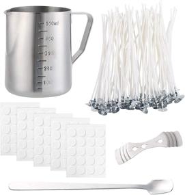 img 4 attached to 🕯️ Complete DIY Candle Making Kit: Melting Pouring Pot, 100 Candle Wicks & Stickers, Stainless Steel Spoon included