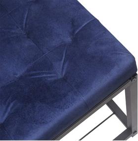 img 1 attached to 💙 Stylish Navy Blue Tufted Ottoman Upholstered Bench with Sturdy Metal Frame - 250lb Weight Capacity