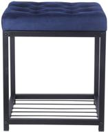 💙 stylish navy blue tufted ottoman upholstered bench with sturdy metal frame - 250lb weight capacity logo