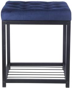 img 4 attached to 💙 Stylish Navy Blue Tufted Ottoman Upholstered Bench with Sturdy Metal Frame - 250lb Weight Capacity